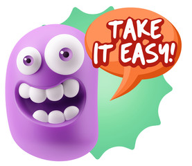 3d Illustration Laughing Character Emoji Expression saying Take