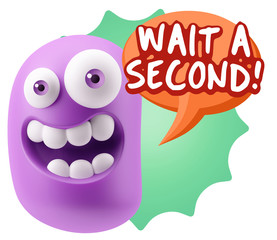3d Illustration Laughing Character Emoji Expression saying Wait