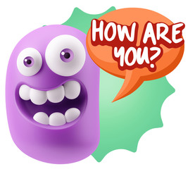 Obraz premium 3d Rendering Smile Character Emoticon Expression saying How Are