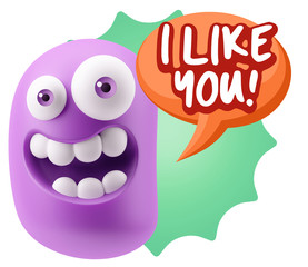 Obraz premium 3d Illustration Laughing Character Emoji Expression saying I Lik