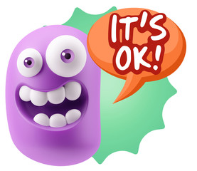 3d Illustration Laughing Character Emoji Expression saying It's