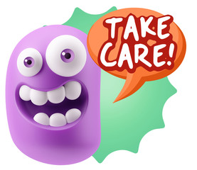 3d Illustration Laughing Character Emoji Expression saying Take