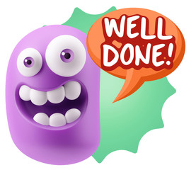 3d Rendering Smile Character Emoticon Expression saying Well Don