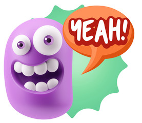 Obraz premium 3d Illustration Laughing Character Emoji Expression saying Yeah