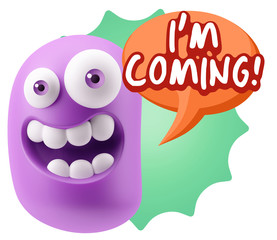 3d Illustration Laughing Character Emoji Expression saying I'm C