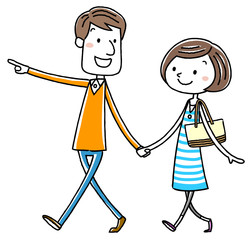イラスト素材：カップル　デート
