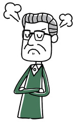 イラスト素材：老人　男性　怒る
