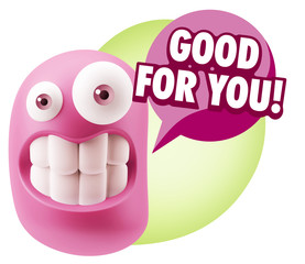 3d Rendering Smile Character Emoticon Expression saying Good For