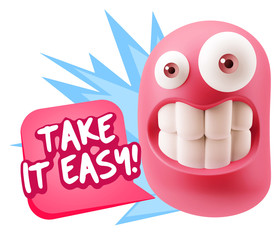 3d Illustration Laughing Character Emoji Expression saying Take