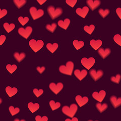 Heart background. White background with blurred and not blurred hearts