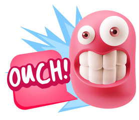 Obraz premium 3d Illustration Laughing Character Emoji Expression saying Ouch