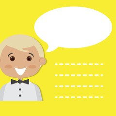 Boy with speech bubble.