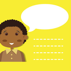 Boy with speech bubble.