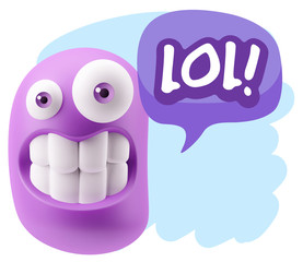 3d Illustration Laughing Character Emoji Expression saying Lol w