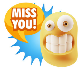 3d Illustration Laughing Character Emoji Expression saying Miss