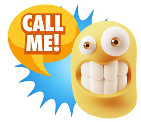 3d Illustration Laughing Character Emoji Expression saying Call