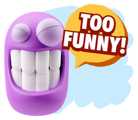 3d Rendering Smile Character Emoticon Expression saying Very Fun