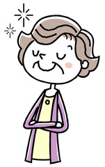 イラスト素材：老人　女性　自慢
