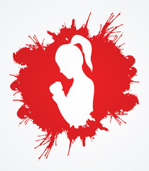 Woman prayer designed on splash blood background graphic vector.