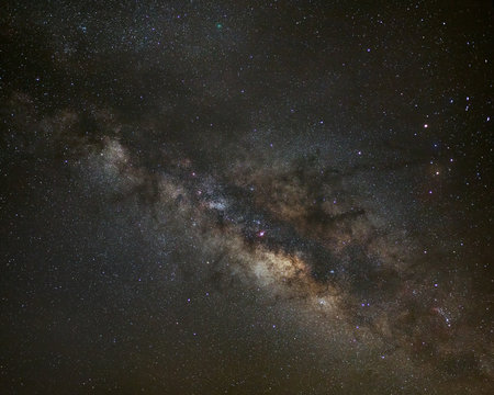 Milky Way Galaxy,Long exposure photograph, with grain