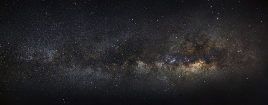 The Panorama milky way galaxy.Long exposure photograph.with grai