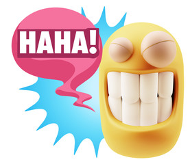 3d Illustration Laughing Character Emoji Expression saying Hahah