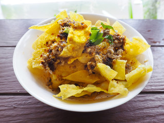 fried crispy wonton spicy salad