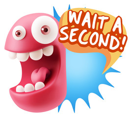 3d Illustration Laughing Character Emoji Expression saying Wait