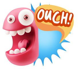 3d Illustration Laughing Character Emoji Expression saying Ouch