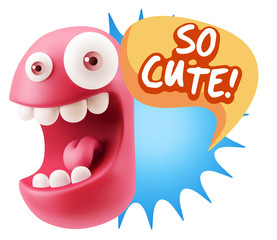 3d Illustration Laughing Character Emoji Expression saying So Cu