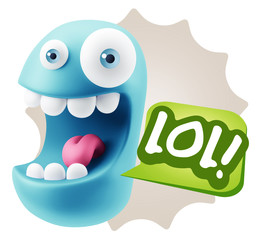 3d Illustration Laughing Character Emoji Expression saying Lol w