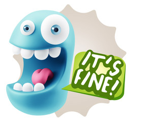 3d Illustration Laughing Character Emoji Expression saying It's