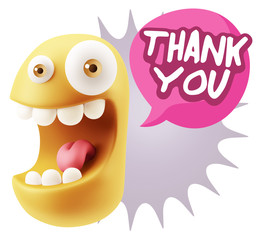 3d Illustration Laughing Character Emoji Expression saying Thank