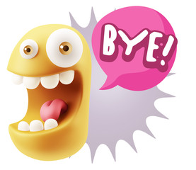 Obraz premium 3d Illustration Laughing Character Emoji Expression saying Bye w