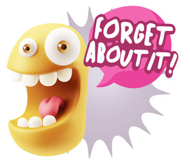 3d Rendering Smile Character Emoticon Expression saying Forget A
