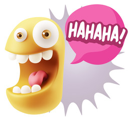 3d Illustration Laughing Character Emoji Expression saying Hahah