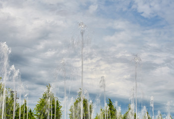 fountain in the city summer