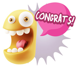 Obraz premium 3d Rendering Smile Character Emoticon Expression saying Congrats