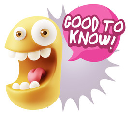 3d Illustration Laughing Character Emoji Expression saying Good