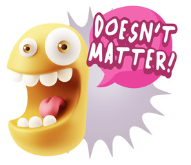 3d Rendering Smile Character Emoticon Expression saying It Doesn