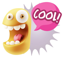 3d Illustration Laughing Character Emoji Expression saying Cool