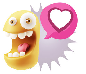 Obraz premium 3d Rendering Smile Character Emoticon Expressing Love with a Hea