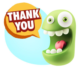 3d Illustration Laughing Character Emoji Expression saying Thank