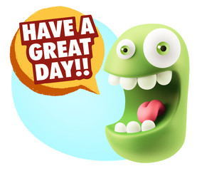 3d Rendering Smile Character Emoticon Expression saying Have A G