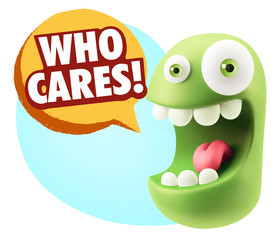 3d Illustration Laughing Character Emoji Expression saying Who C