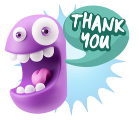 3d Illustration Laughing Character Emoji Expression saying Thank