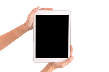 woman hands holding tablet