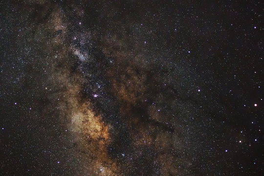 Milky Way galaxy, Long exposure photograph, with grain