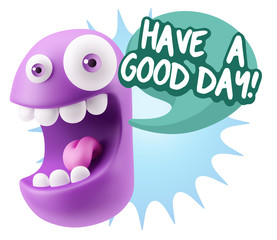 3d Rendering Smile Character Emoticon Expression saying Have A G