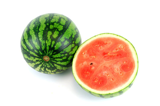 seedless watermelon on white background
